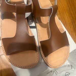 Freshly Picked Brown Leather T-Strap Kids Sandals